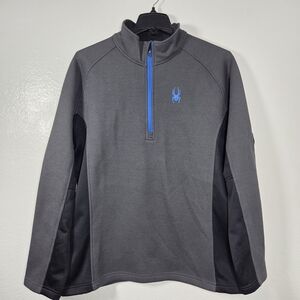 Spyder Men’s XXL Quarter Zip Fleece Pullover Gray Blue Logo
